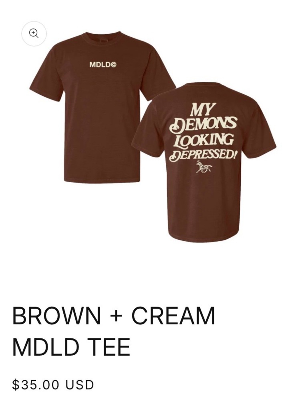 MDLD Brown Tee with Cream Graphic